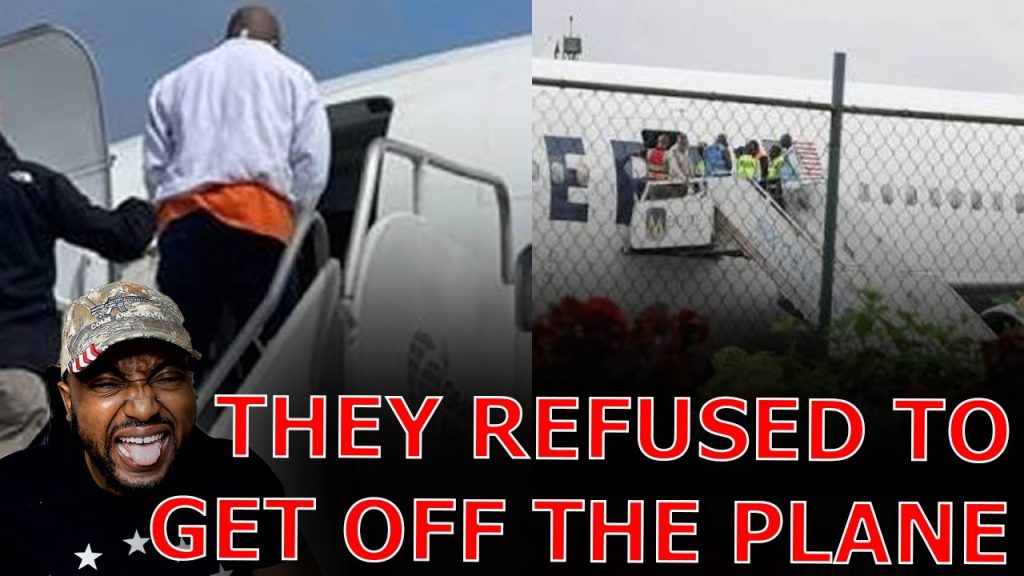 Illegal Immigrants REFUSE TO GET OFF PLANE After Trump Deports Them To African Country!